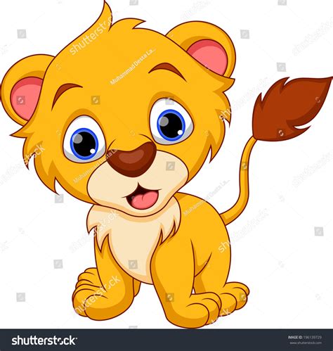 Cute Baby Lion Cartoon Stock Vector 196139729 Shutterstock