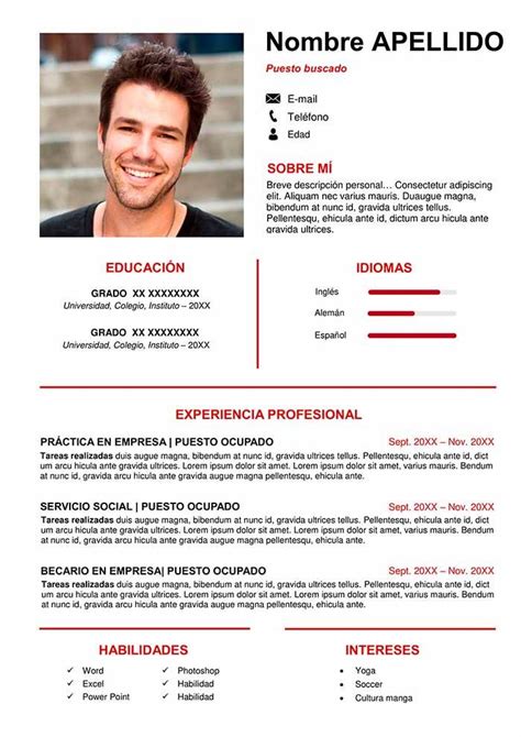 Curr Culum Para Un Primer Trabajo Cv Gratis Plantilla Word