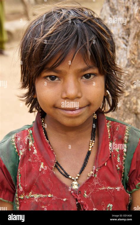 Young Girl Of Adivasi Tribe Near Poshina Gujarat India Stock Photo