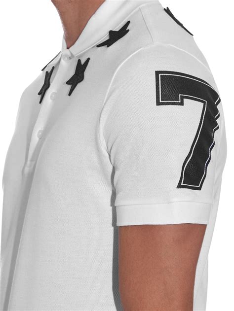 Givenchy Cuban Fit Star Patch Polo Shirt In White For Men Lyst