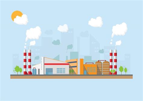 Industrial Factory In A Flat Stylevector And Illustration Of