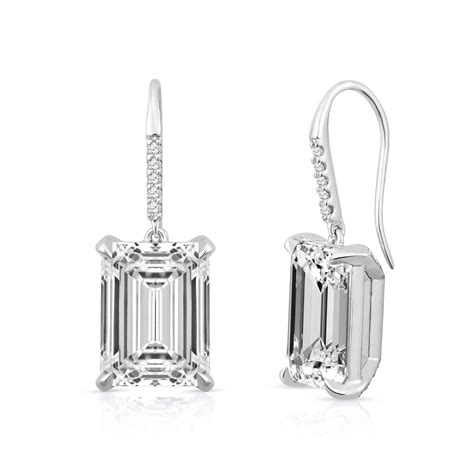 Emerald Cut Diamond Drop Earrings Valobra Jewelry