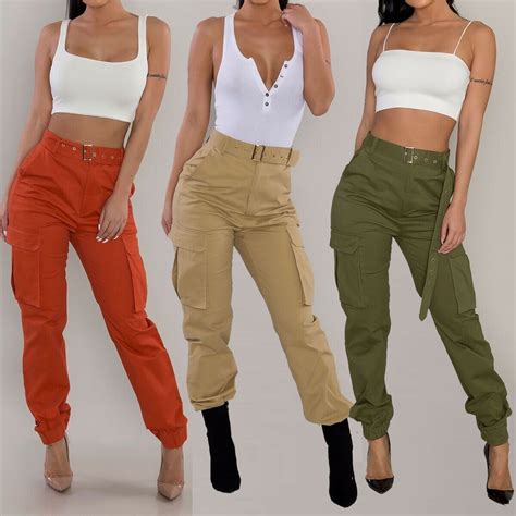 Women Overalls Pants Army Military Combat Style Pant Cargo Trousers