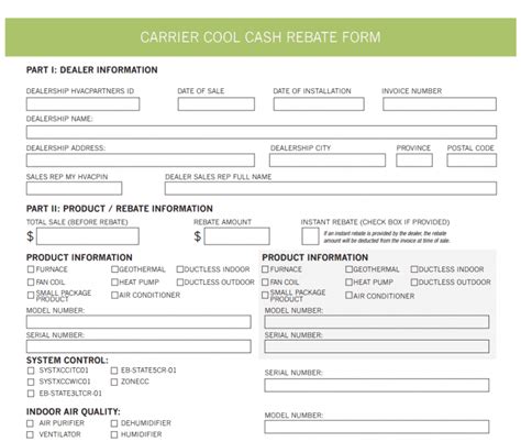Carrier Cool Cash Rebate Form
