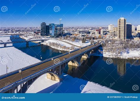 Aerial View Of The Downtown Area Of Saskatoon Saskatchewan Canada