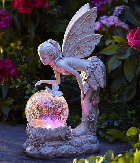 Solar Light Globe Fairy Statue Color Changing Angel Garden Path