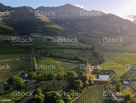 Aerial View Of Green Nature In The Mountains Of Franschhoek Cape Town