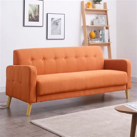 Mid Century Modern Sofa With Stylish Button Tufted Back And Single