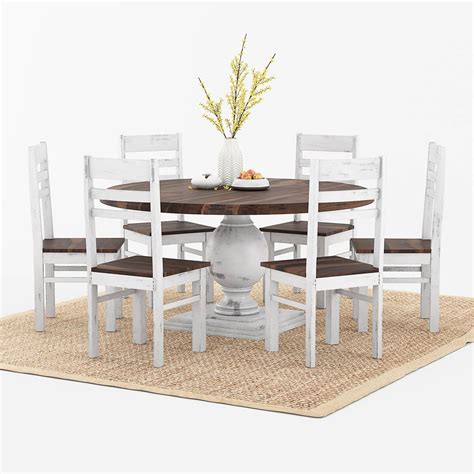 Solid oak dining room 10 piece set and hutch chairs and table pads. Illinois Modern Two Tone Solid Wood 10 Piece Round Dining ...