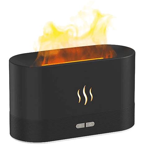 aromatherapy diffuser simulation flame mist humidifier black