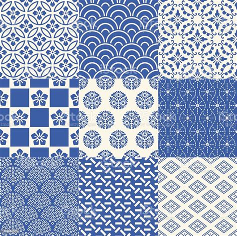 Seamless Japanese Mesh And Motif Pattern Stock Illustration - Download