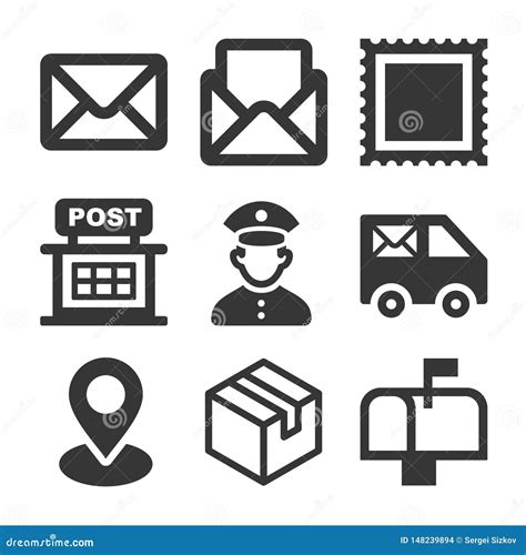 Post Icons Set On White Background Vector Stock Vector Illustration