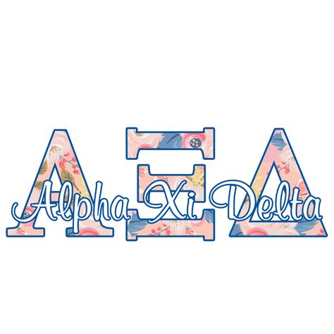 Alpha Xi Delta Pink Floral Letters