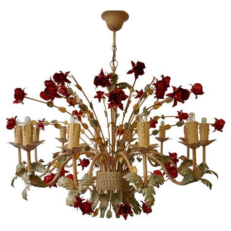 Two Elegant Large Art Nouveau Hollywood Regency Style Chandeliers For