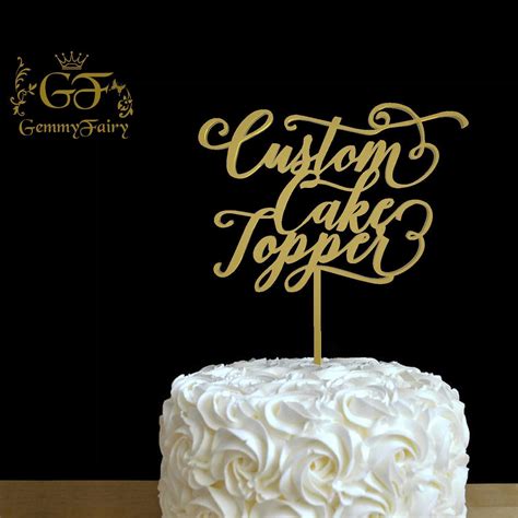 Buy Custom Wood Cake Topper Script Font Personalized Wedding Cake
