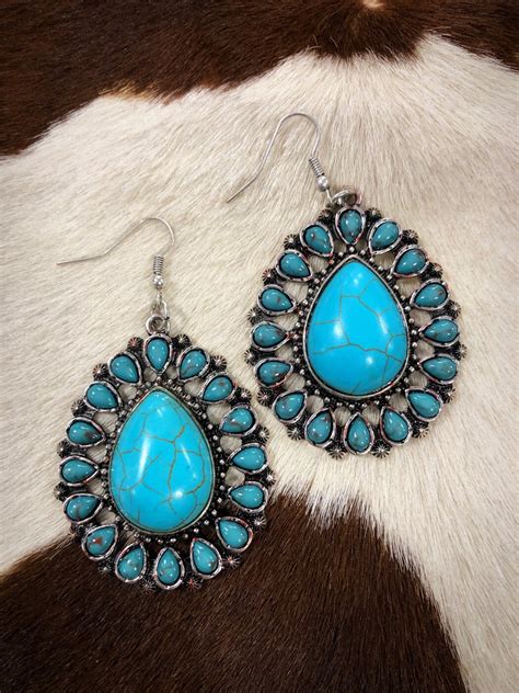 Rita Western Teardrop Earrings Turquoise Ale Accessories