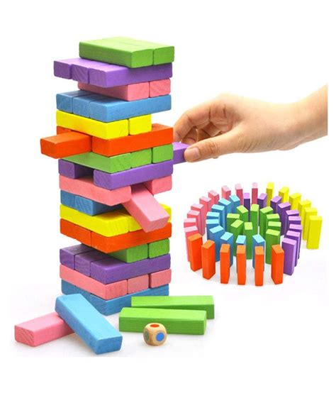 Wishkey 54 Pieces Challenging Colorful Wooden Stacking Tumbling