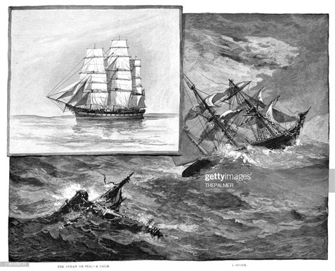 Calm And Storm At Sea Engraving 1886 High Res Vector Graphic Getty Images