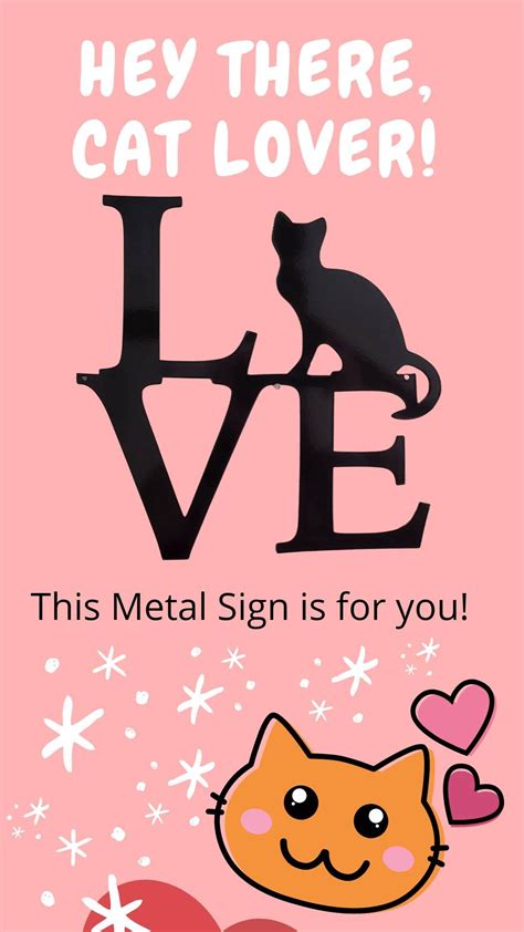 Metal Love Cat Sign Love Cat Wall Hanging Cat Decor Cat Etsy