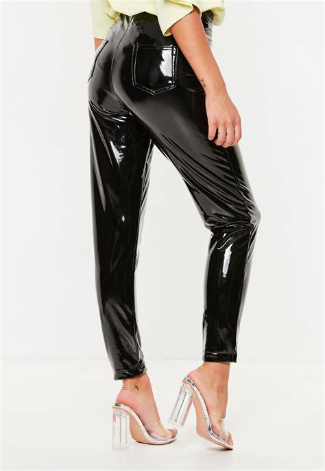 Black Vinyl Trousers Missguided Women Pants Casual Leather Pants