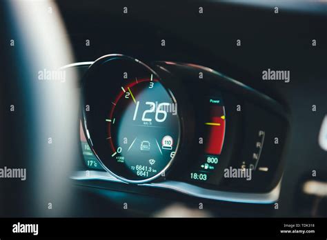 New Modern Luxury Sport Car Digital Dashboard Showing Driving Data And