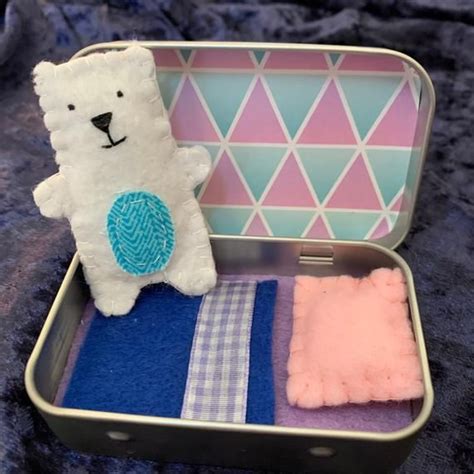 Miniature Teddy Bear In A Tin Ted In A Tin Bed Altoid Tin Etsy In
