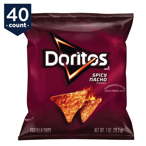 Doritos Tortilla Chips Snack Pack Spicy Nacho 1 Oz Bags 40 Count