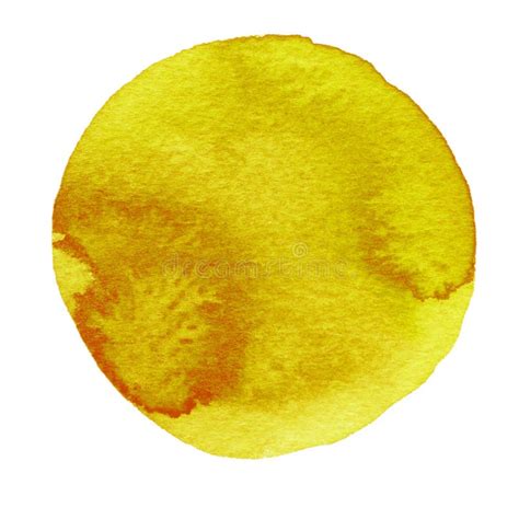 Yellow Watercolor Circle Watercolour Stain On White Background Stock