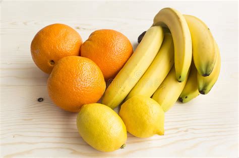Tropical Fruits Oranges Bananas And Lemons Stock Photo Image Of