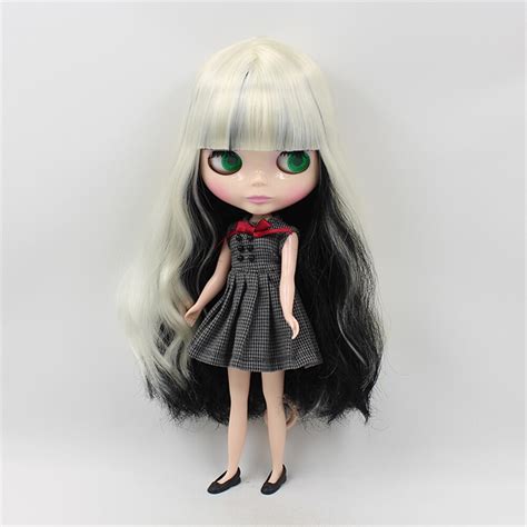 Factory Blyth Doll Nude Doll Bl31319601 Mixed Color Blackandwhite Hair With Bangs 4 Colors For