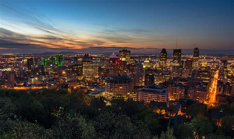 Картинки Канада мегаполиса Montreal Небо Ночные Здания Города