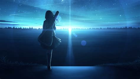 1366x768 Resolution Lonely Anime Girl In Sunset 1366x768 Resolution