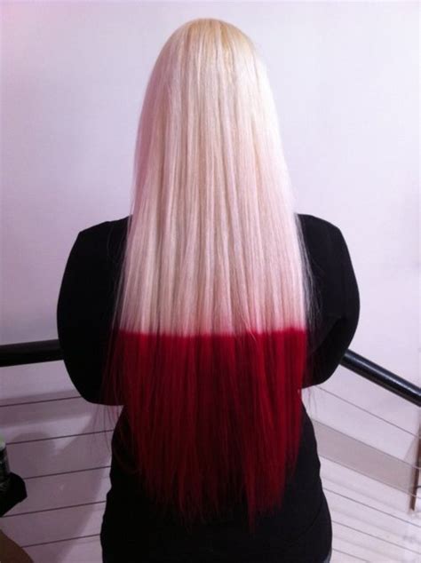Gorgeous blonde dip dye bob wig with black tips. red dip dye on Tumblr