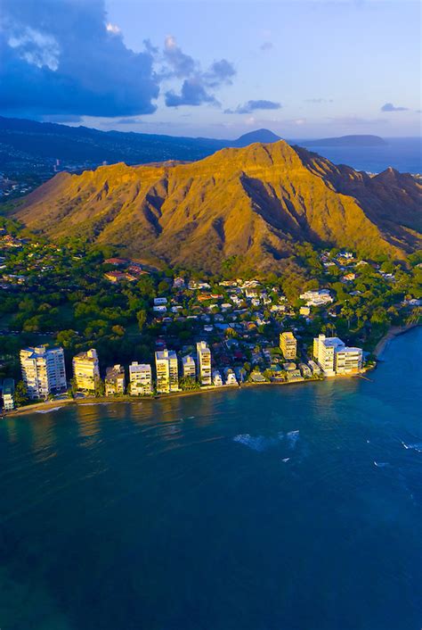 Aerial View Of Diamond Head Mountain Off Waikiki Beach