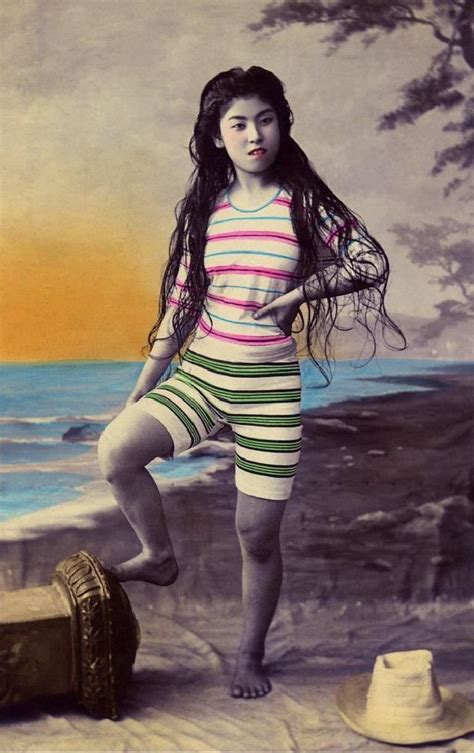 Colorized Photos Of Japanese Bathing Beauties In The Early Th