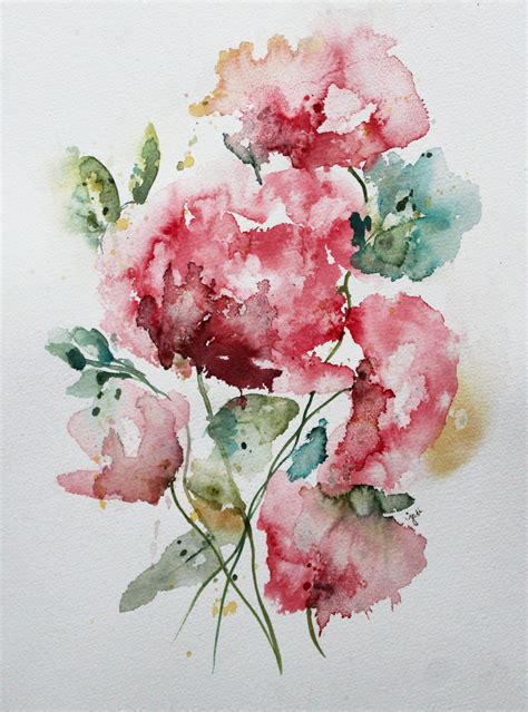 Crimson And Coral Floral Painting Watercolor Flowers Floral Watercolor