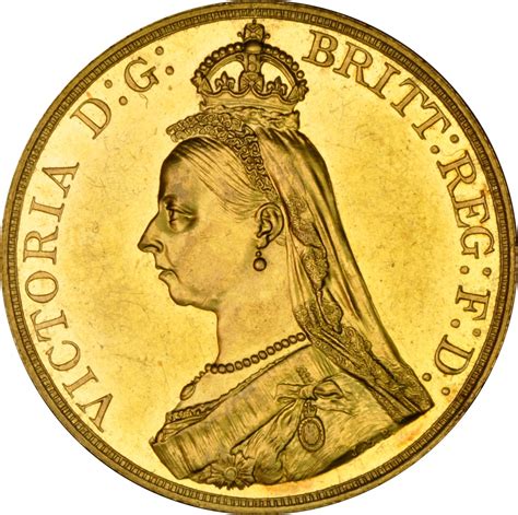 1887 Victoria Jubilee Gold Five Pound £5 Gold Coin Ngc Au58 £2648