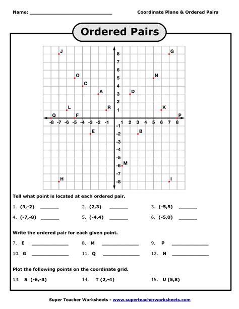 Coordinate Grid Worksheet 6th Grade