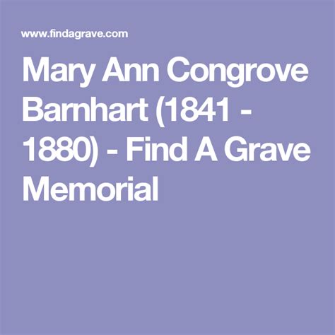 Mary Ann Congrove Barnhart 1841 1880 Find A Grave Memorial