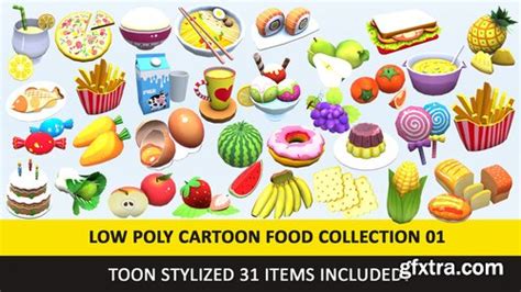 Cgtrader Toy Toon Cute Food Collections Low Poly Pack 01 Ar Vr Low Poly 3d Model Gfxtra