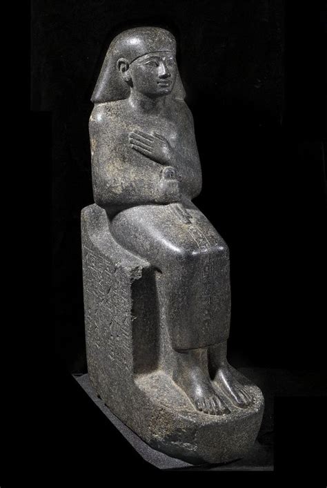 Black Granite Seated Statue Of Menkheperraseneb Hieroglyphic Text On