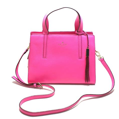 Interior features custom kate spade fabric lining, 2 slip pockets, and 1 zip pocket, adjustable shoulder strap approximately drop 22 , handle drop approximately 6. Kate Spade Dominique Grey Street Pink Satchel/ Crossbody ...