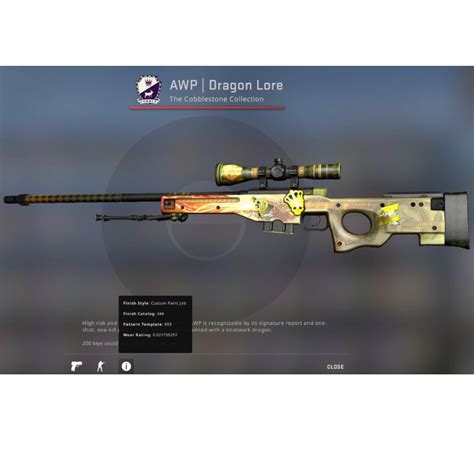 Factory New Awp Dragon Lore W Crown Foil And Other Gold Stickers