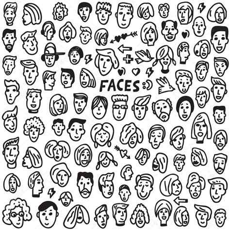 Faces Doodles Set — Stock Vector © Topform 61424197