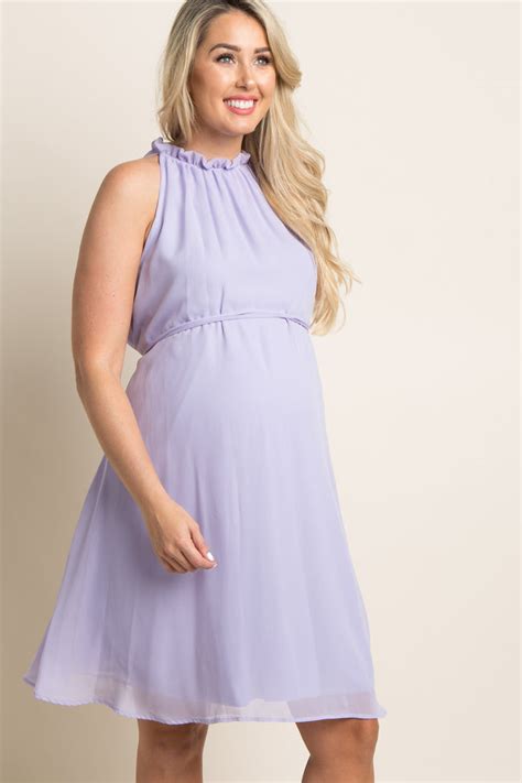 lavender chiffon high neck maternity dress pinkblush