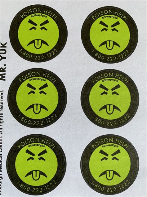Mr Yuk Stickers 100 Stickers 10 Sheets Yuck Free Ship 70s 80s 90