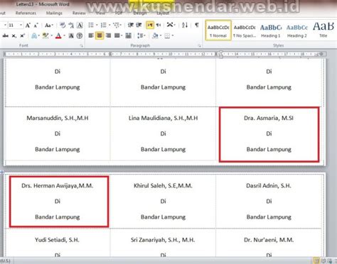 · penulsian kata saudara, bapak/ibu diawali dengan huruf capital. Contoh Penulisan Nama Di Undangan Yang Benar - Barisan Contoh