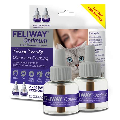 Feliway Optimum Cat Calming Pheromone Diffuser, 48ml Pack of 2