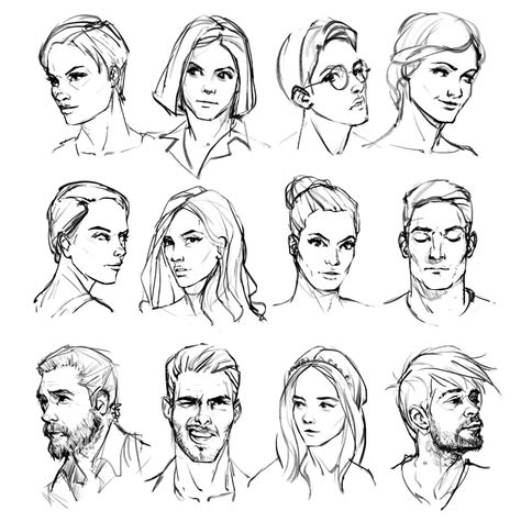 A Bunch Of Sketches Of People With Different Facial Expressions