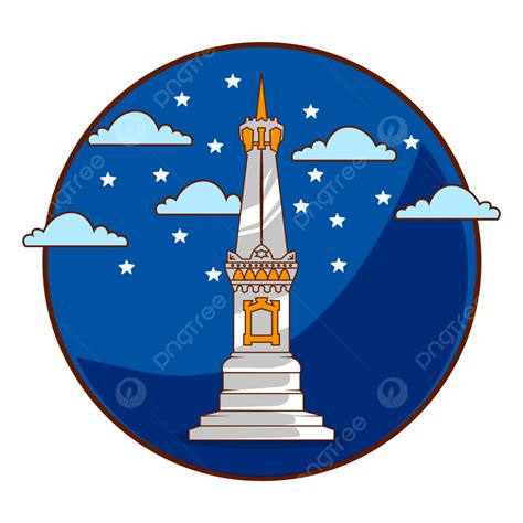 Premium Vector L Tugu Jogja Drawn Logo Monument Cartoon Night